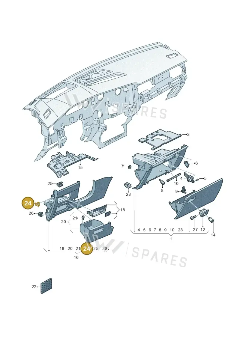1K0867190 — Volkswagen Touareg (2017-2023) diagram 439857020, position 24