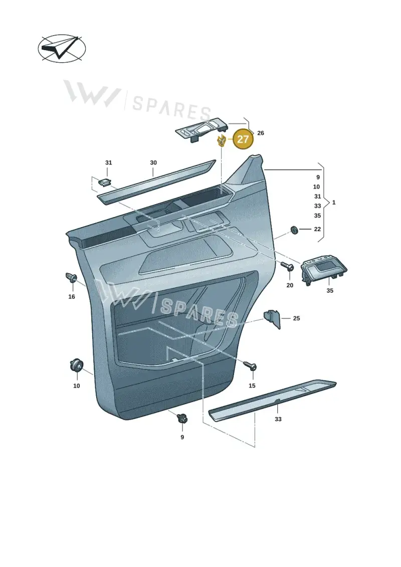 1K0867190 — Volkswagen Transport. multivan (2019-2024) diagram 7em867000, position 27