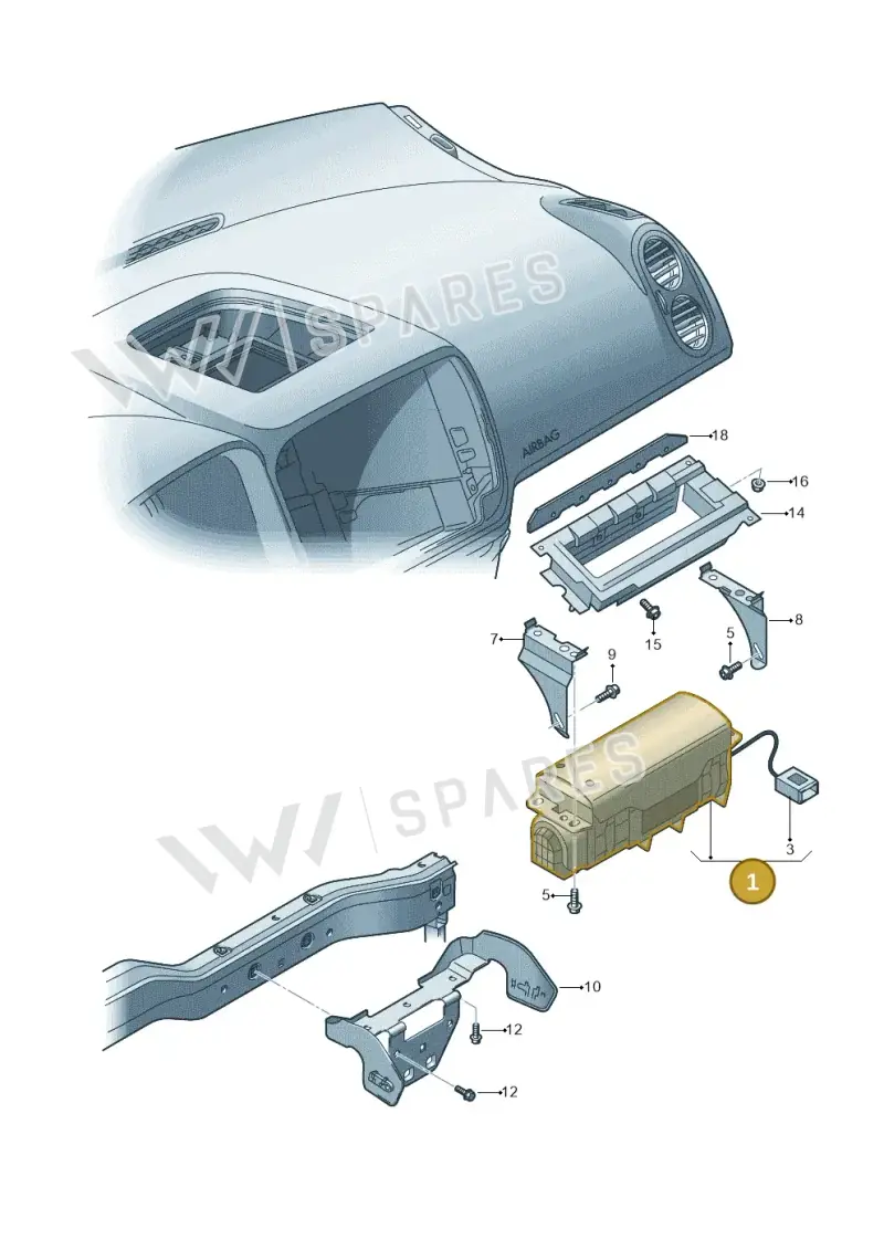 1K0880204M — Volkswagen Tiguan 4Motion (2011-2018) diagram 459880100, position 1