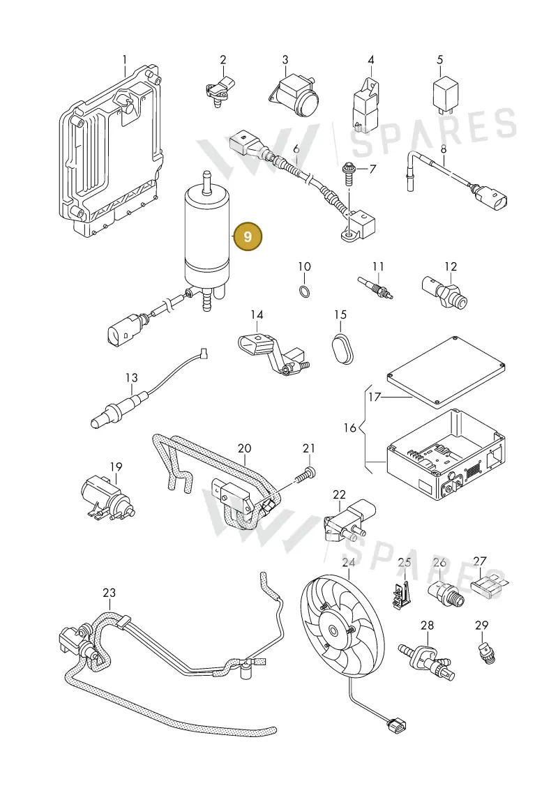 1K0906089A — Volkswagen DIES.-IND.-MOT.1,9>2,0 08> (2007-) diagram 425906050, position 9