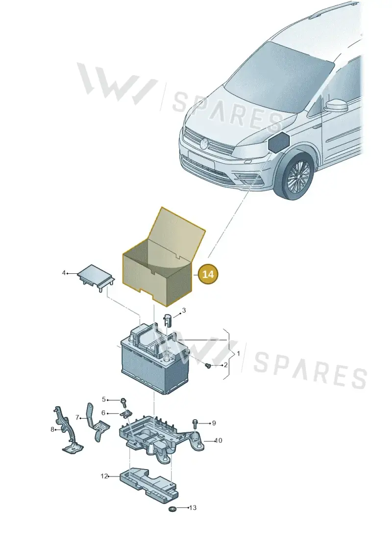 1K0915411B — Volkswagen Caddy kombi (2015-2020) diagram 866915000, position 14
