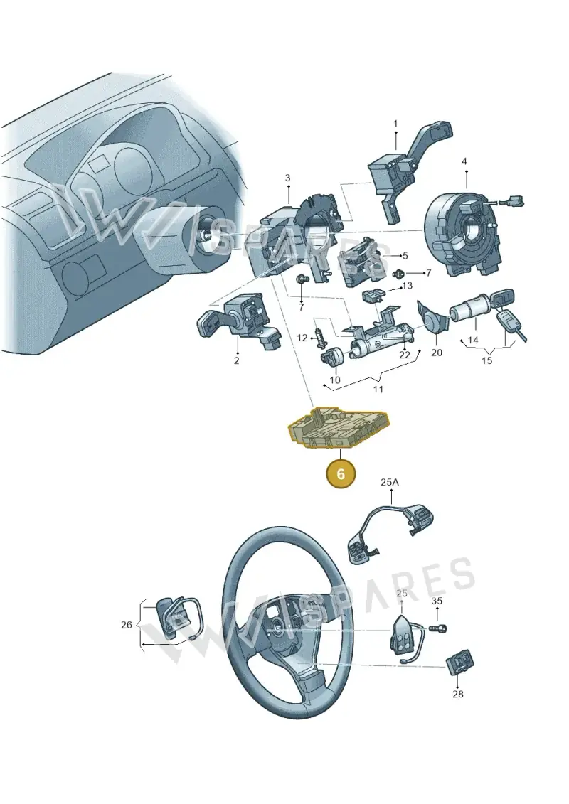 1K0953549CC — Volkswagen Scirocco 2.0 (2008-2014) diagram 649953500, position 6