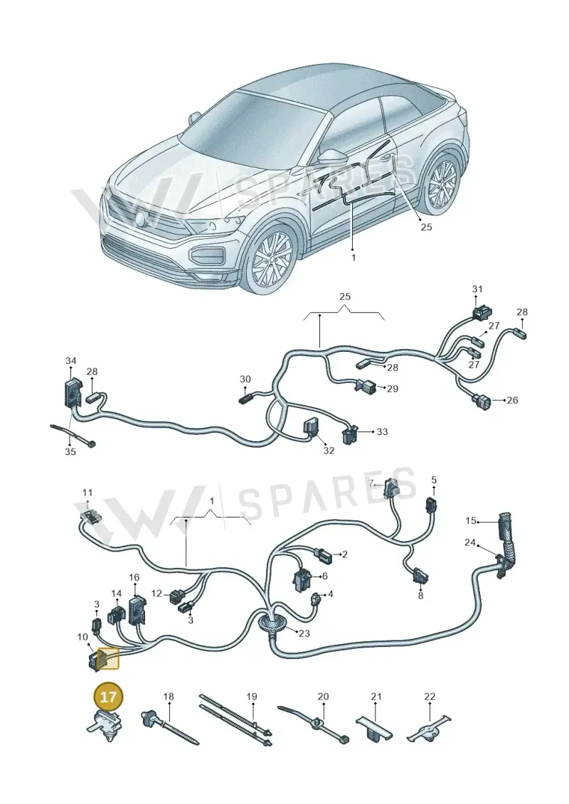 1K0971003D — Volkswagen T-Roc convertible 1.5 (2019-2024) diagram 2gk972033, position 17
