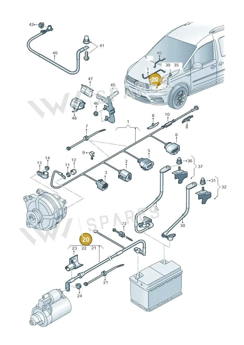 1K0971228AA — Volkswagen Caddy (2015-2020) diagram 866971010, position 20