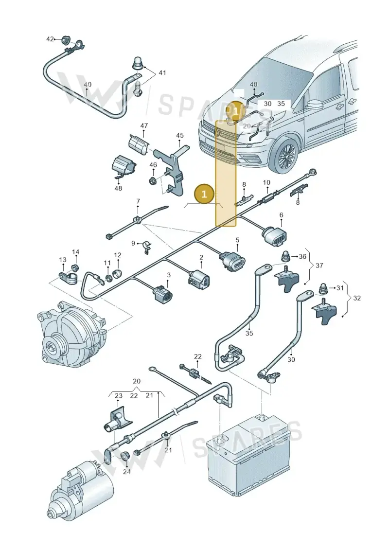 1K0971349NP — Volkswagen Caddy (2015-2020) diagram 866971010, position 1