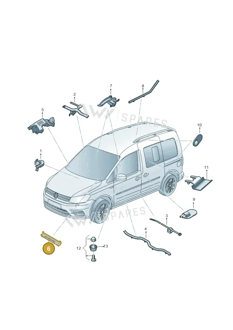 1K0971615BP — Volkswagen Caddy kombi (2015-2020) diagram 866971850, position 6