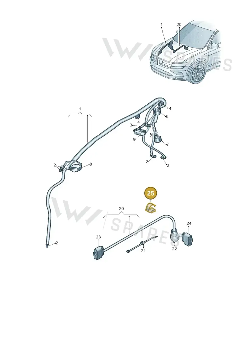 1K0971842A — Volkswagen Tiguan 2.0 4Motion (2016-2024) diagram 884971250, position 25