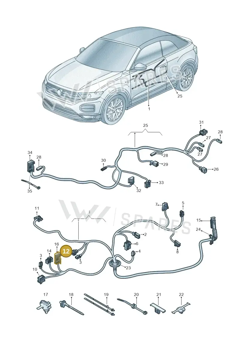 1K0971992A — Volkswagen T-Roc Cabriolet (2019-2025) diagram 2gk972033, position 12