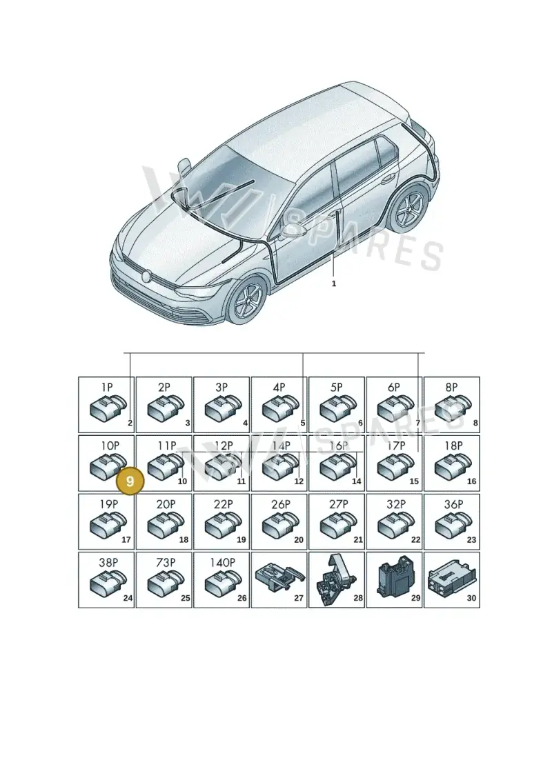 1K0972643 — Volkswagen Golf (2019-2025) diagram 5h0971090, position 9
