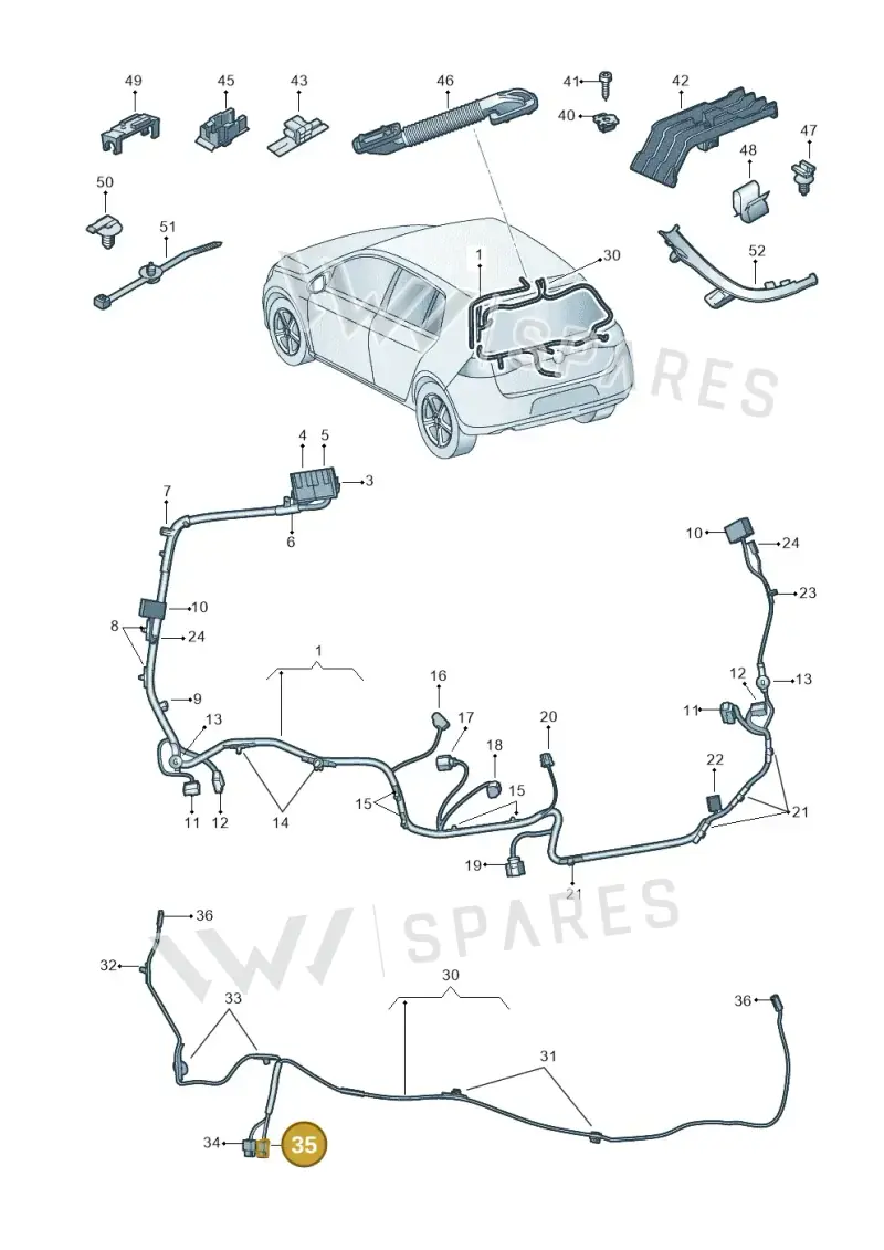 1K0972751 — Volkswagen Golf (2016-2020) diagram 827972860, position 35