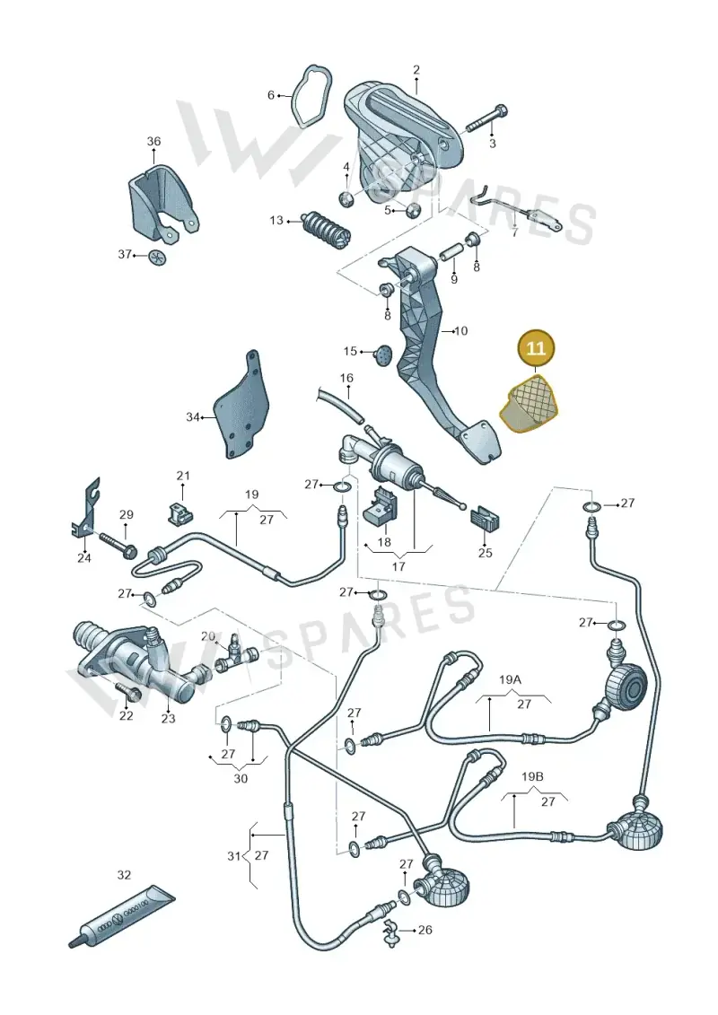 1K17211749B9 — Volkswagen Caddy kombi (2015-2020) diagram 718721250, position 11