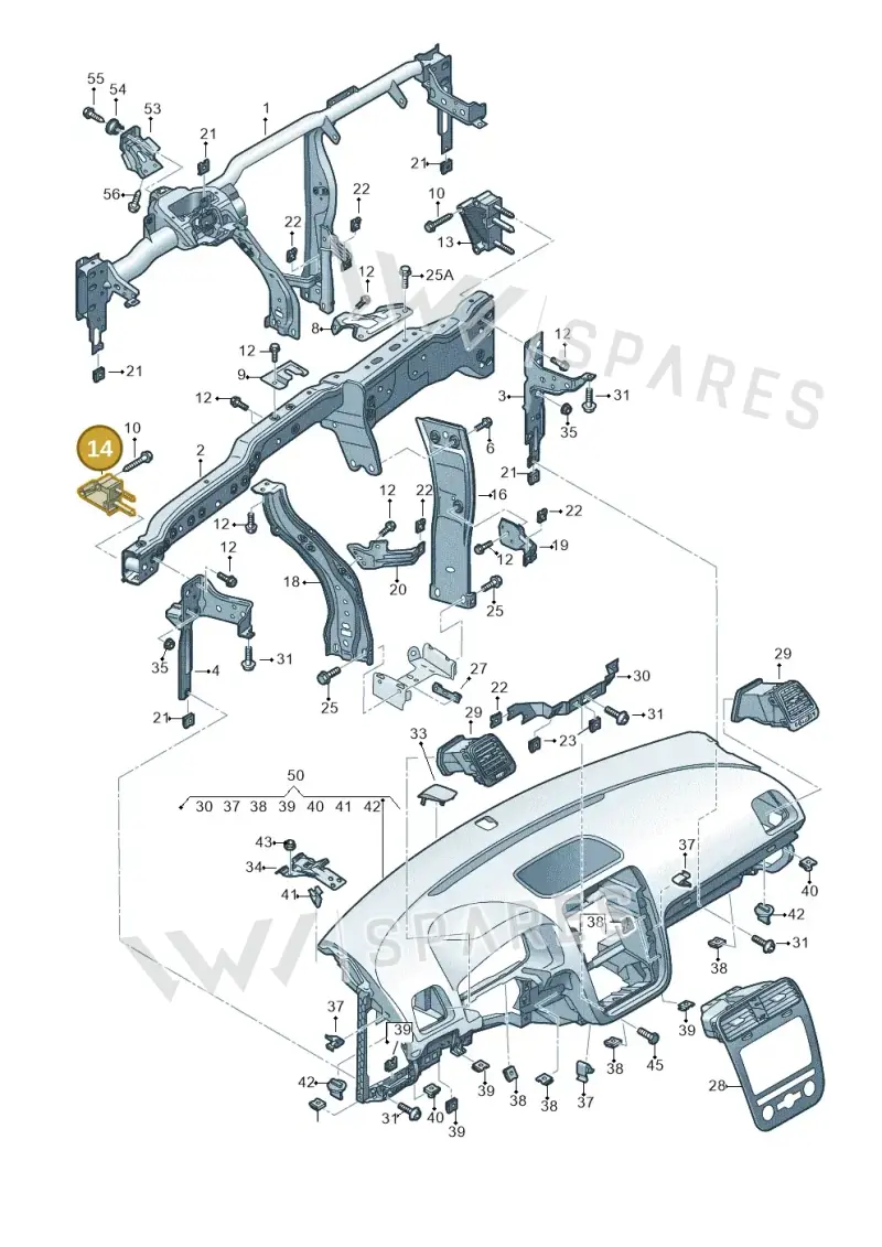 1K1857021D — Volkswagen Scirocco 2.0 (2014-2017) diagram 786857000, position 14