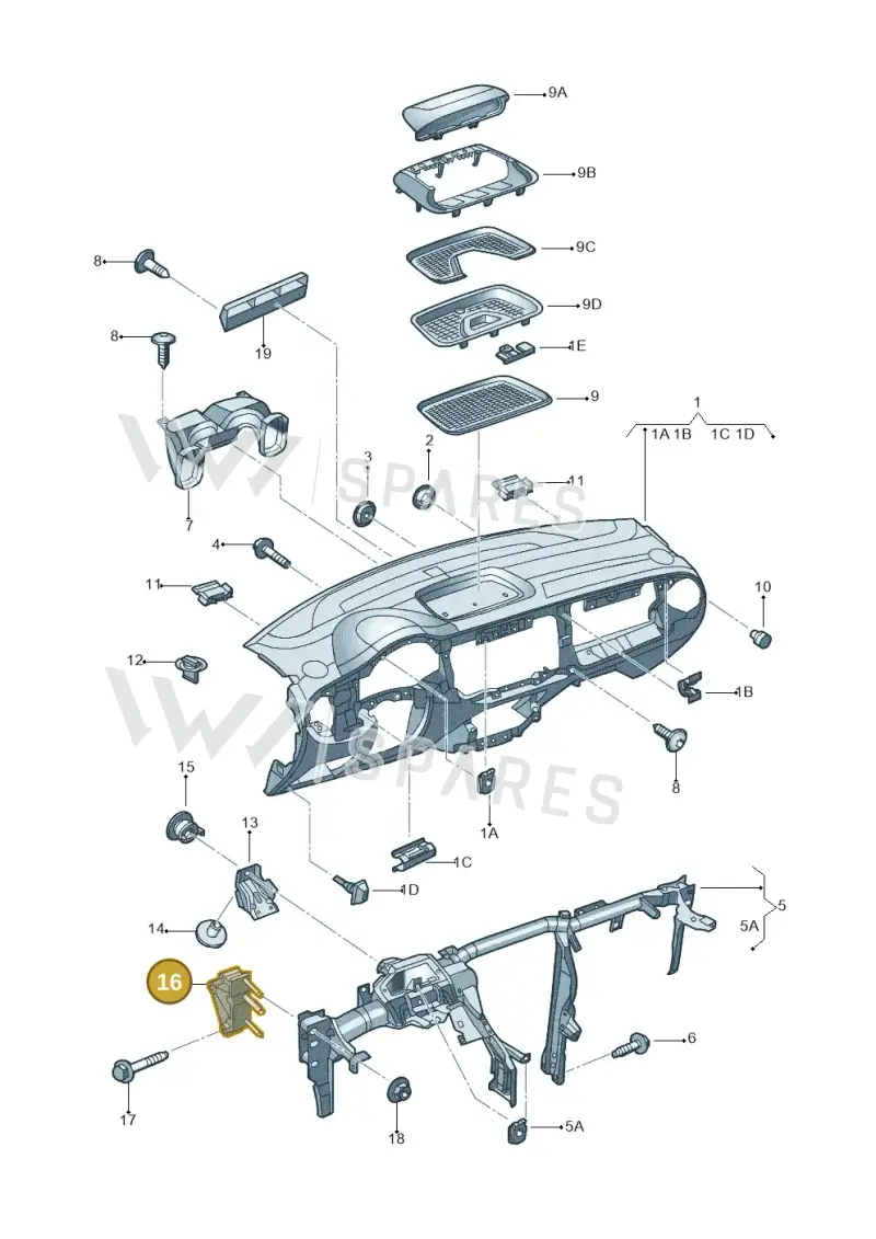 1K1857022D — Volkswagen Beetle (2016-2019) diagram 715857000, position 16