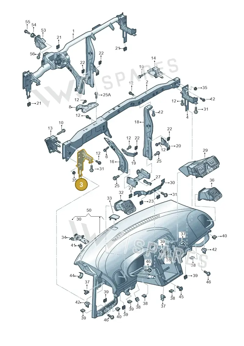 1K1858505F — Volkswagen Golf (2011-2013) diagram 649857000, position 3