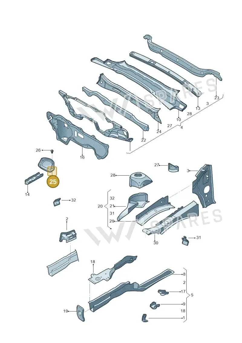 1K2805367 — Volkswagen Jetta 1.4 (2013-2015) diagram 692803000, position 25