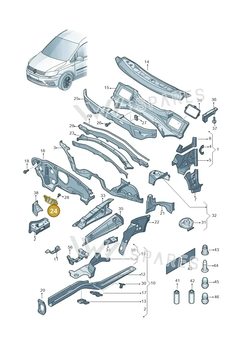 1K2805367 — Volkswagen Caddy kombi (2015-2020) diagram 866803000, position 24