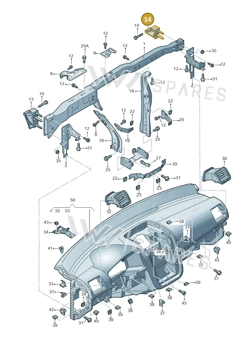 1K2857022D — Volkswagen Jetta (2008-2011) diagram 420857000, position 14