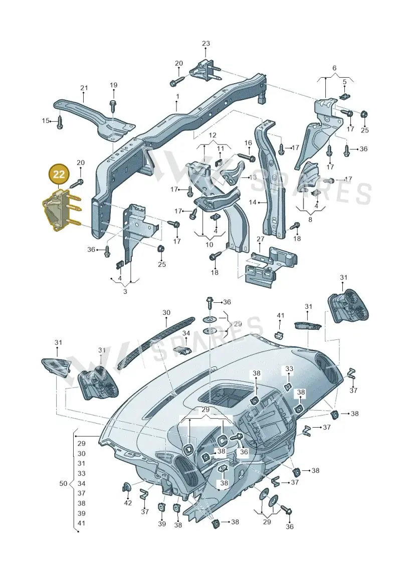 1K2857022D — Volkswagen Golf Plus (2011-2014) diagram 459857000, position 22