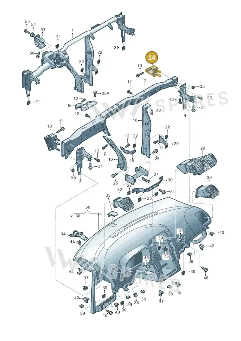 1K2857022D — Volkswagen Golf estate (2009-2013) diagram 649857000, position 14