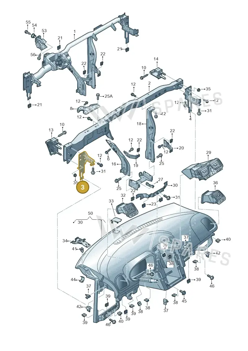1K2858505D — Volkswagen Golf Cabriolet (2011-2016) diagram 649857000, position 3