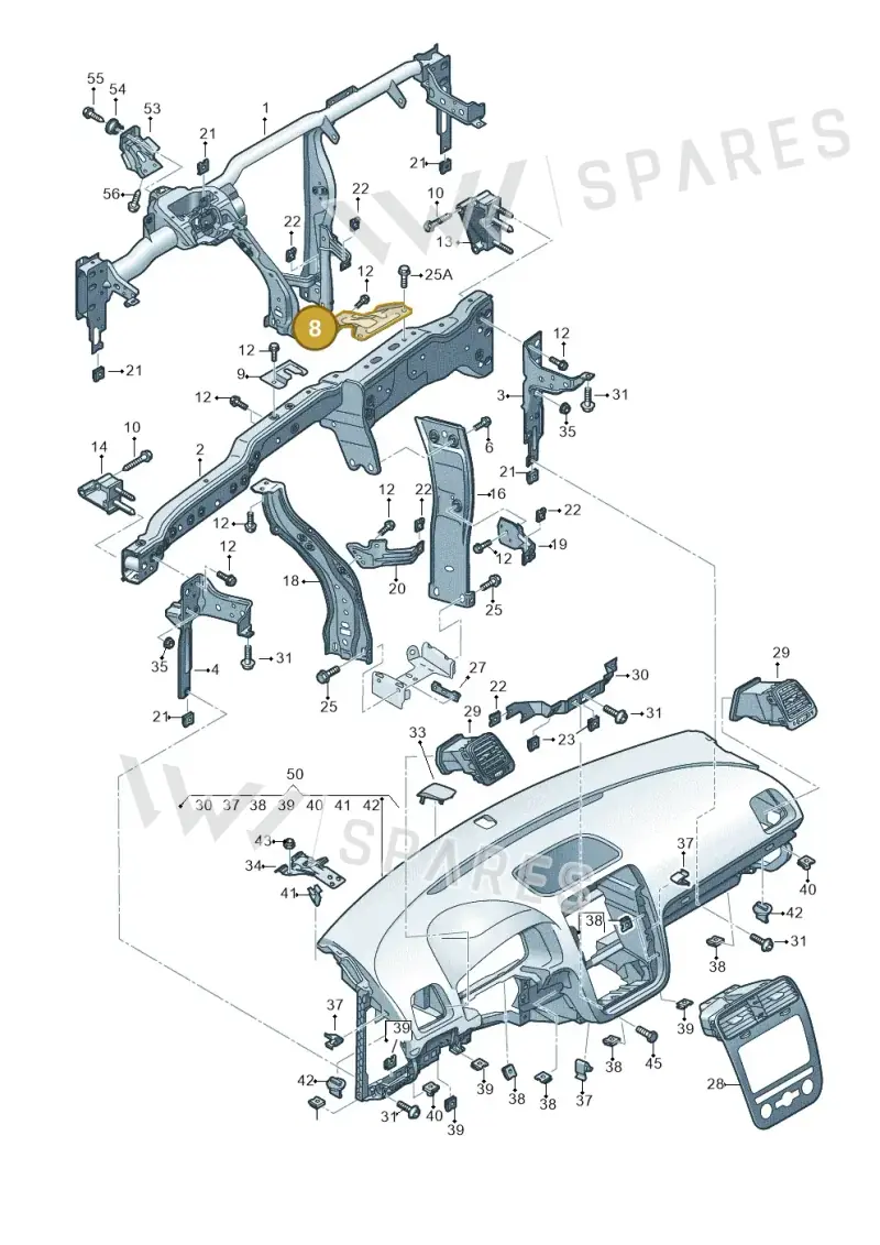 1K2858765 — Volkswagen Scirocco 2.0 (2014-2017) diagram 786857000, position 8