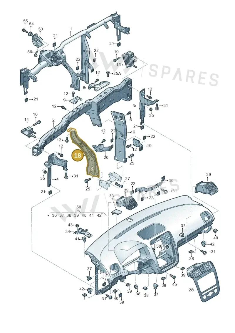 1K2858784C — Volkswagen Scirocco 2.0 (2014-2017) diagram 786857000, position 18
