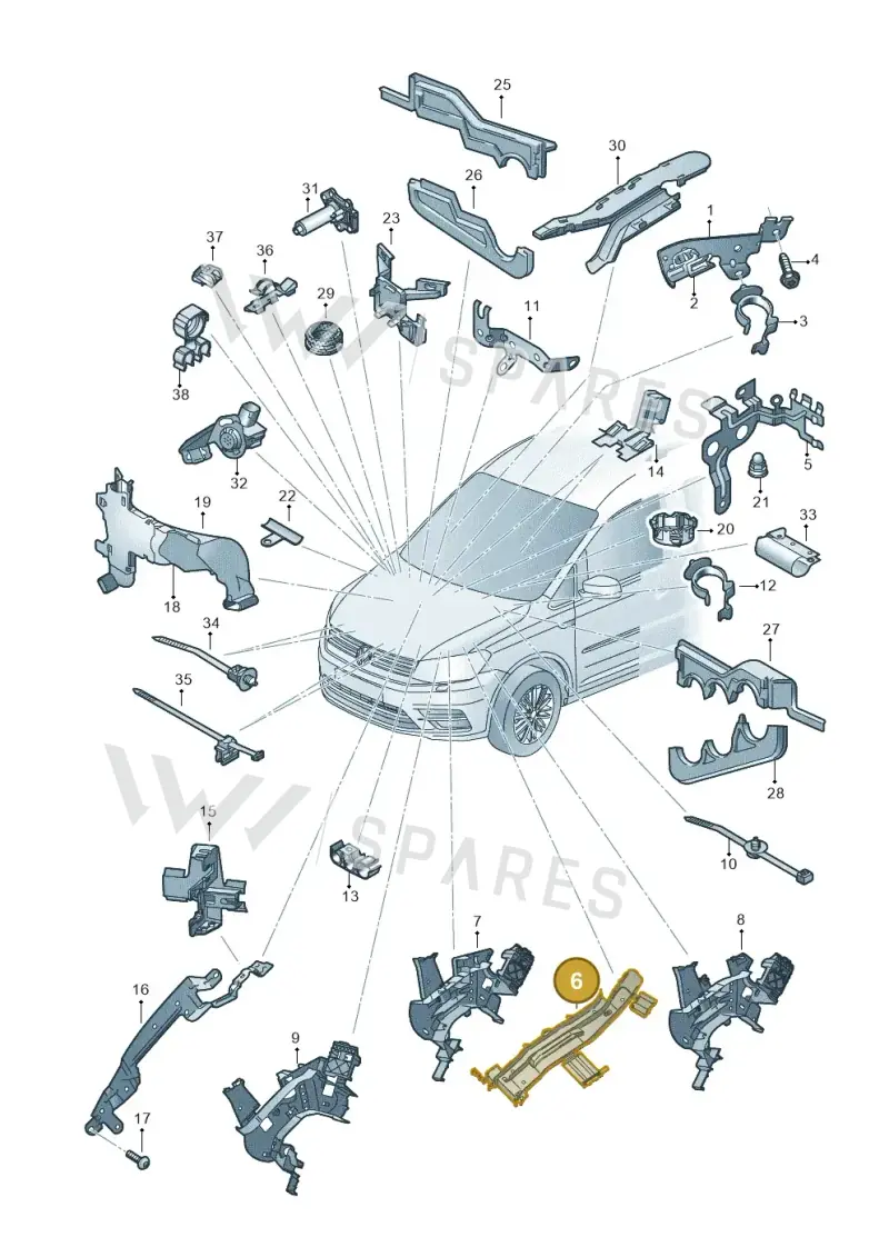 1K2971615A — Volkswagen Caddy kombi (2015-2020) diagram 866971840, position 6