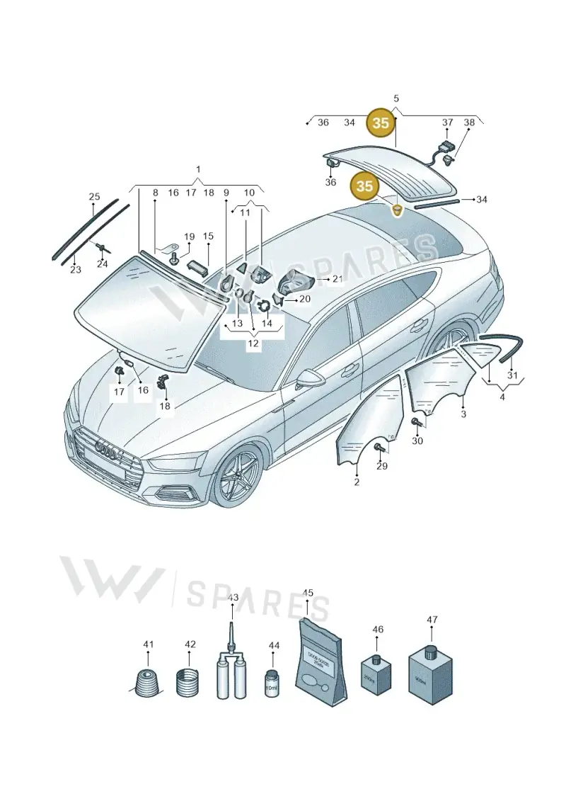 1K6845237B — Audi A5 Sportback (2016-2025) diagram 897845110, position 35