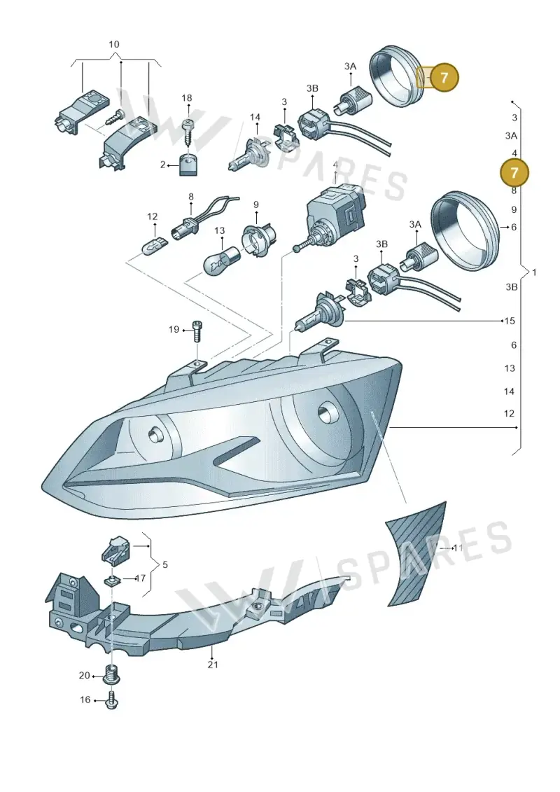 1K6941608A — Volkswagen Polo 1.4 BlueMotion (2014-2017) diagram 672941100, position 7