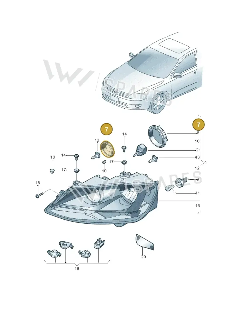 1K6941608A — Volkswagen Jetta 2.0 (2015-2015) diagram 692941000, position 7