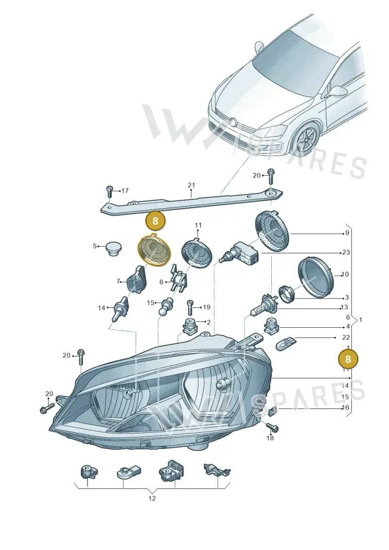 1K6941608A — Volkswagen Golf 1.4 BlueMotion (2014-2017) diagram 781941000, position 8