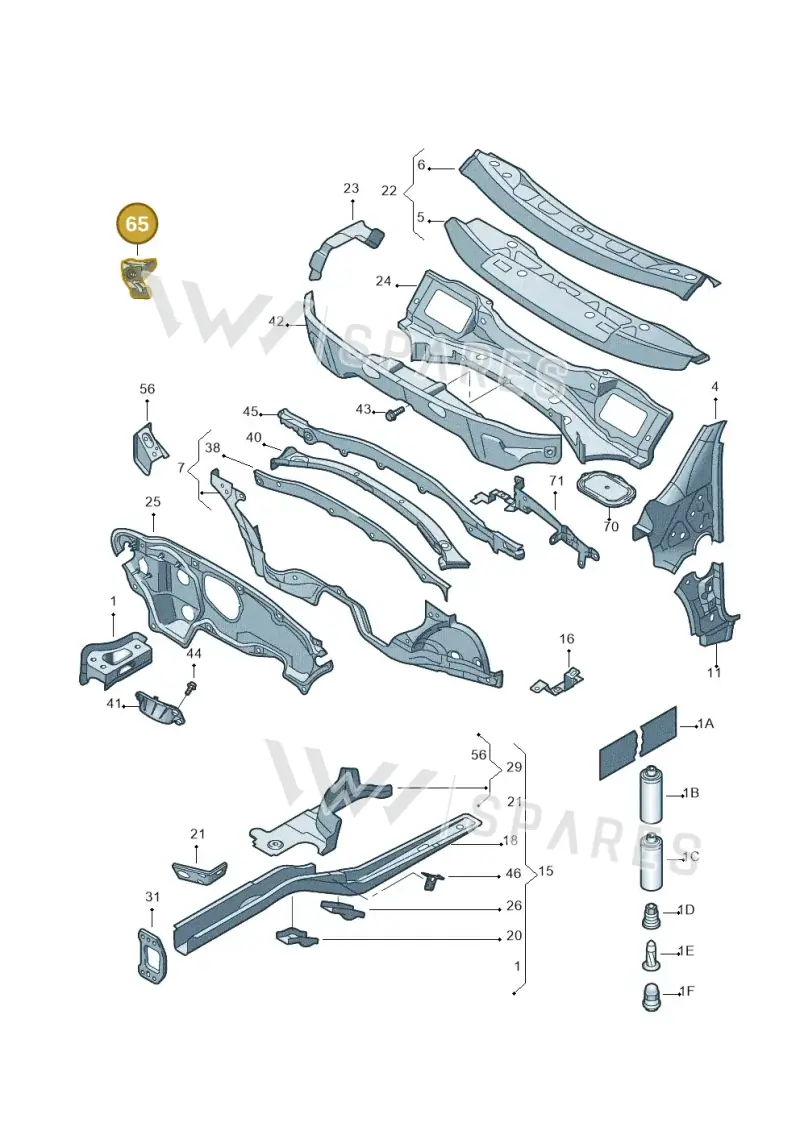 1K8823402 — Volkswagen Scirocco 2.0 (2008-2014) diagram 651803000, position 65