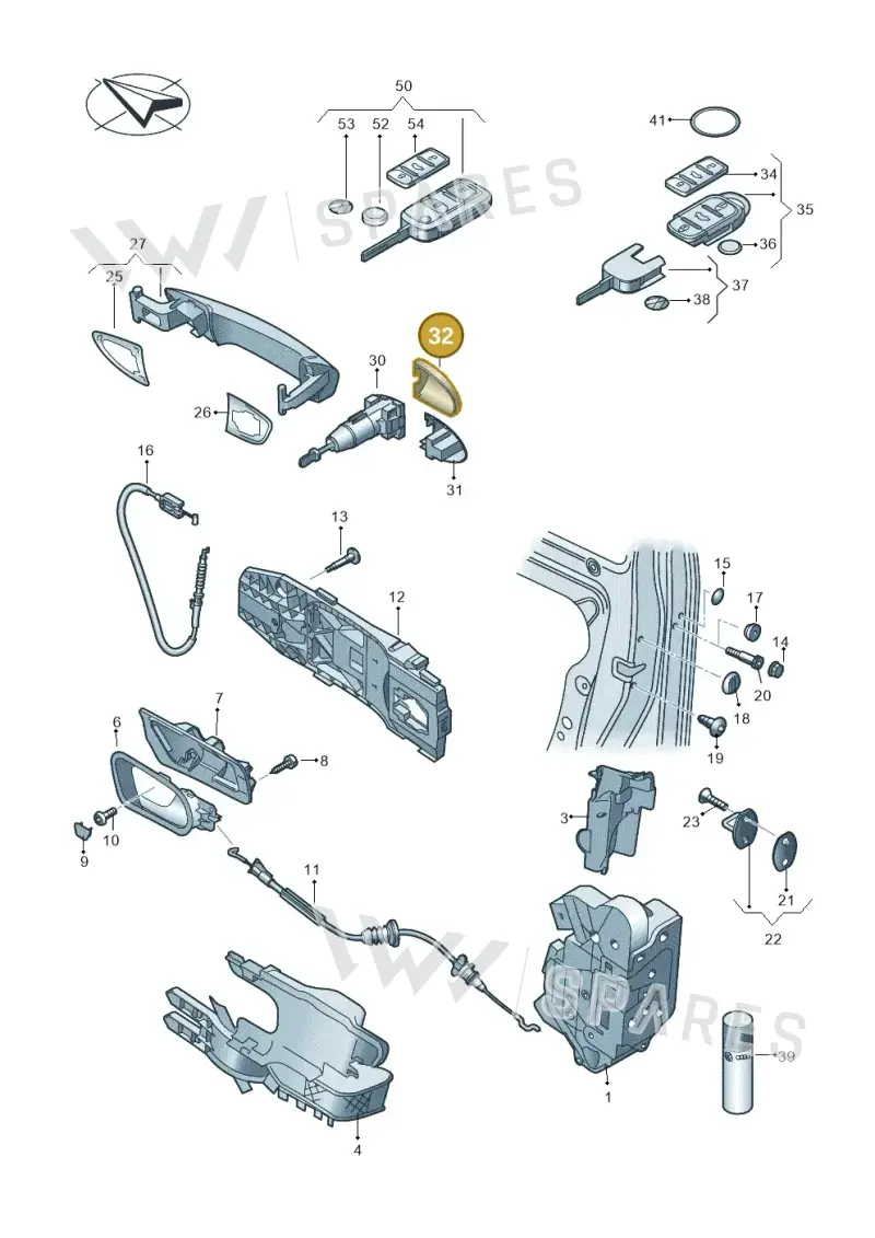 1K8837879GRU — Volkswagen Sharan BlueMotion (2015-2022) diagram 651837000, position 32