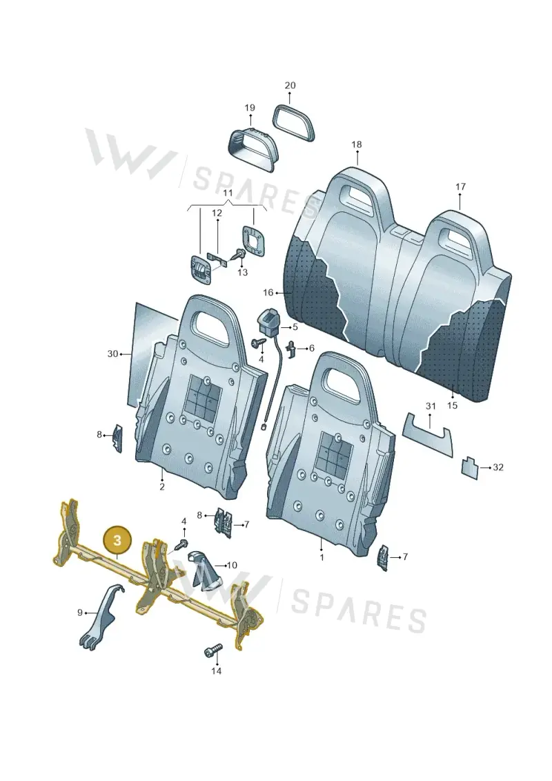 1K8885705C — Volkswagen Scirocco 2.0 (2014-2017) diagram 651885700, position 3