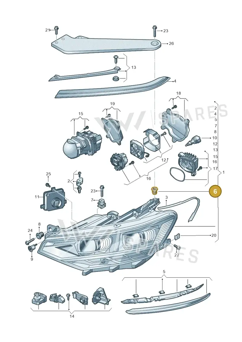 1K8941141 — Volkswagen Passat saloon (2014-2024) diagram 793941022, position 6