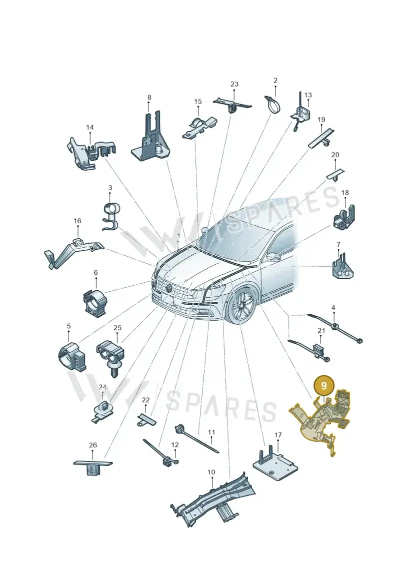 1K8971615E — Volkswagen New Passat (2015-2022) diagram 868971820, position 9