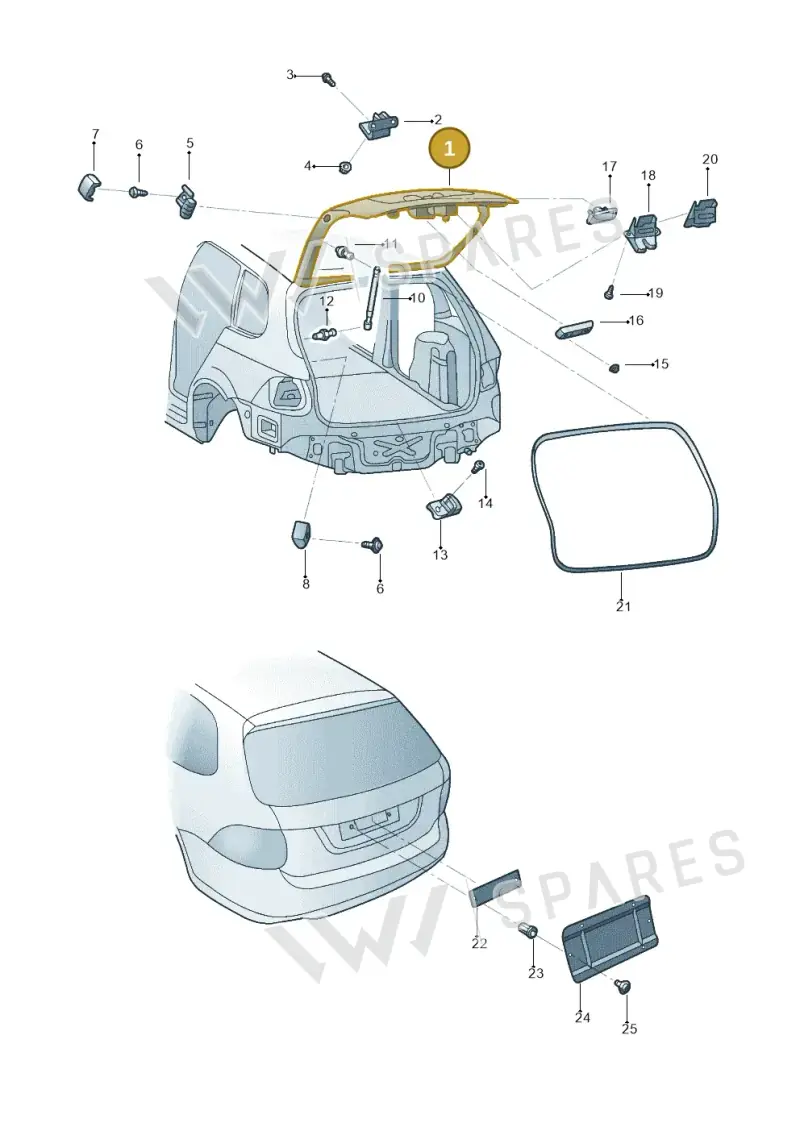 1K9827025B — Volkswagen Jetta variant (2009-2014) diagram 684827200, position 1