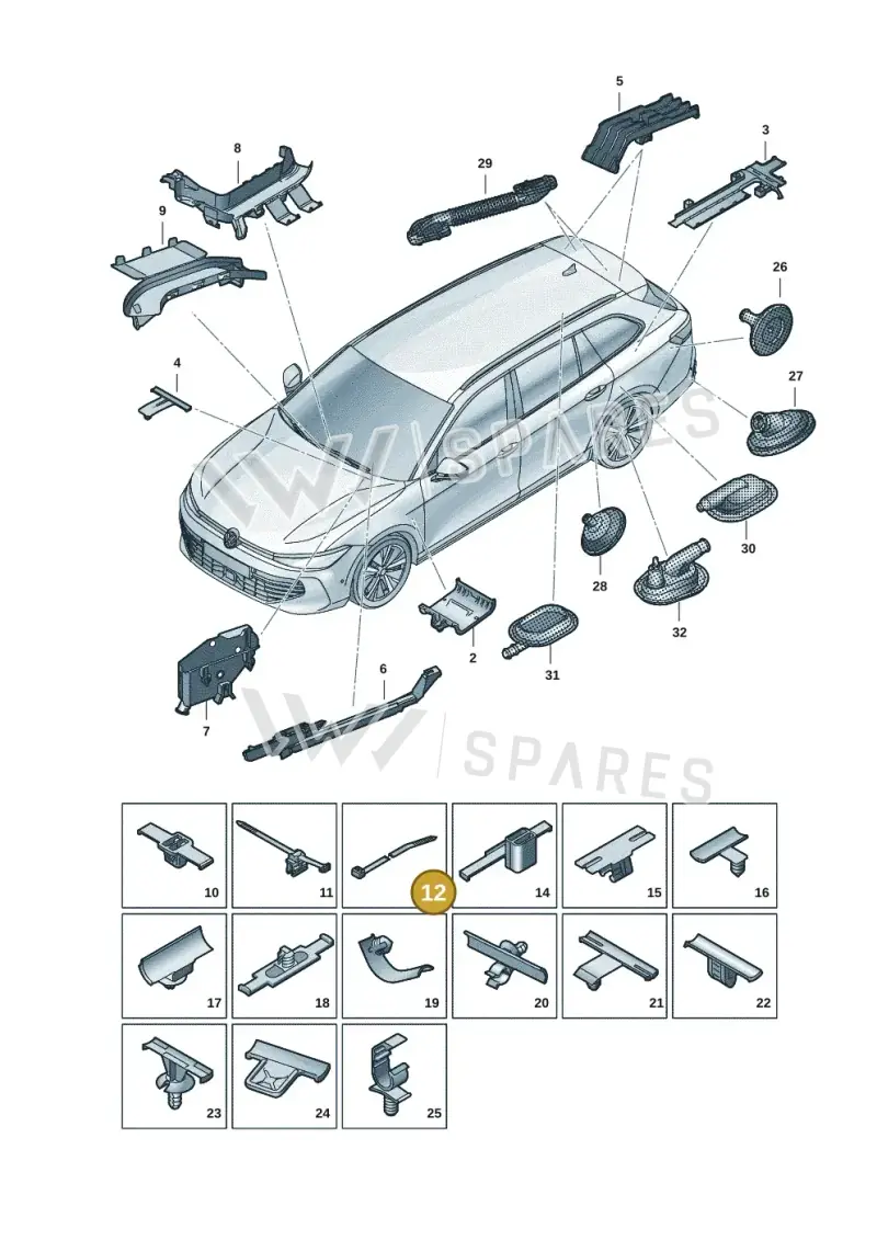 1P0971838 — Volkswagen Passat estate (2023-) diagram 3j0972001, position 12