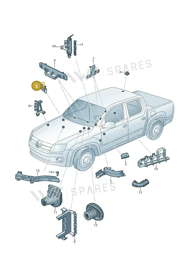 1P0971845 — Volkswagen Amarok twin cab (2016-2022) diagram 894971860, position 1