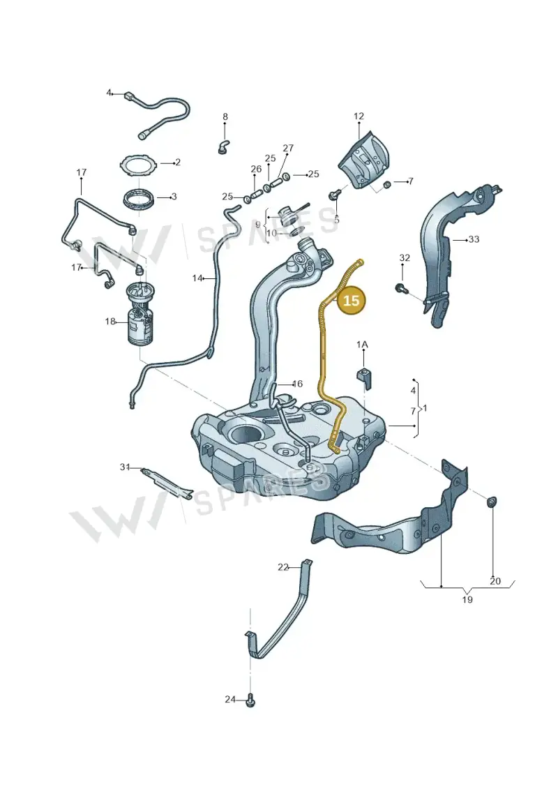 1Q0201993A — Volkswagen Beetle (2016-2019) diagram 801201005, position 15