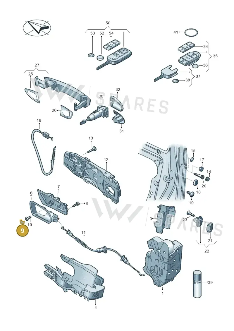 1Q0837111B82V — Volkswagen Scirocco 2.0 (2014-2017) diagram 651837000, position 9