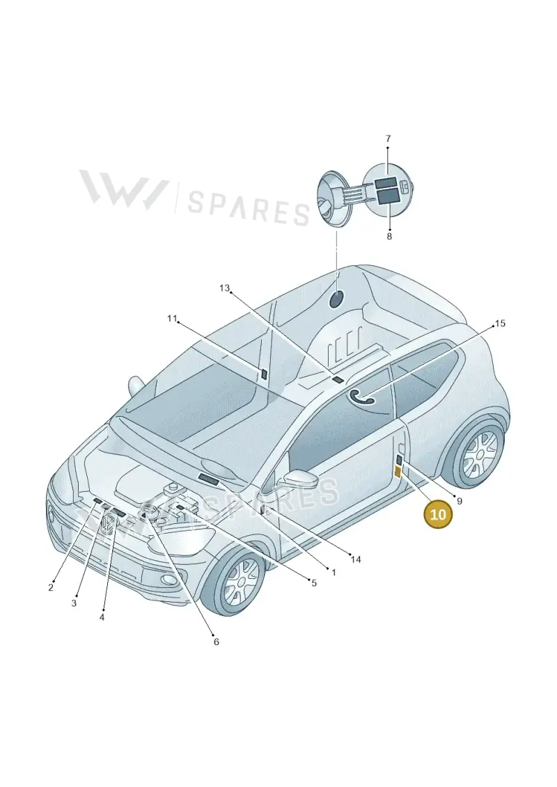 1S0010000D — Volkswagen Up! BlueMotion (2011-2016) diagram 723010000, position 10