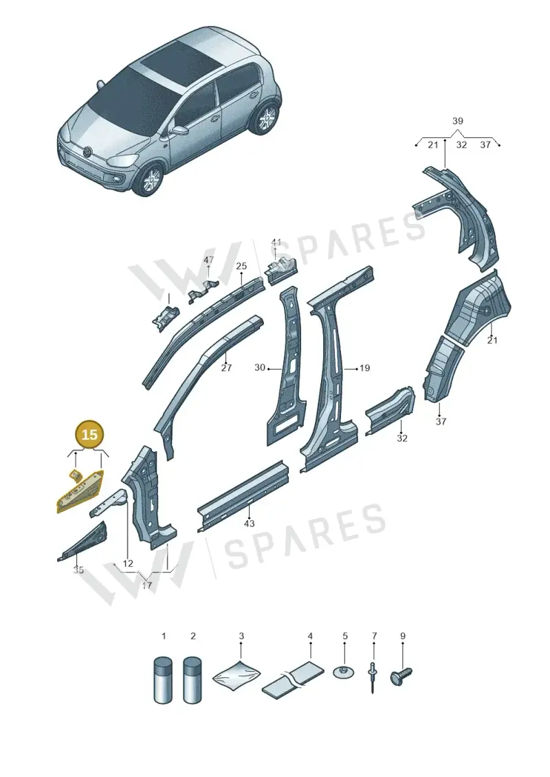 1S0809145B — Volkswagen Up! 1.0 BlueMotion (2016-2023) diagram 723809400, position 15