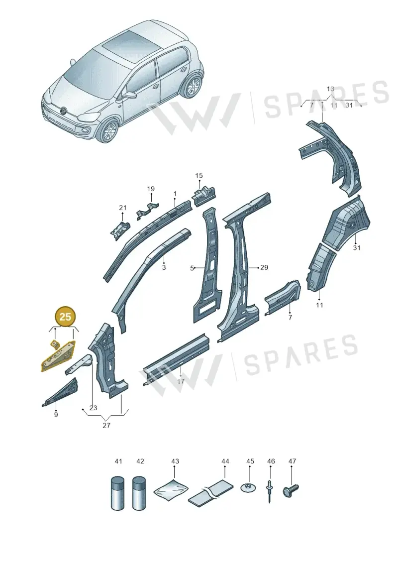 1S0809145B — Volkswagen E-up! (2016-2023) diagram 772809400, position 25