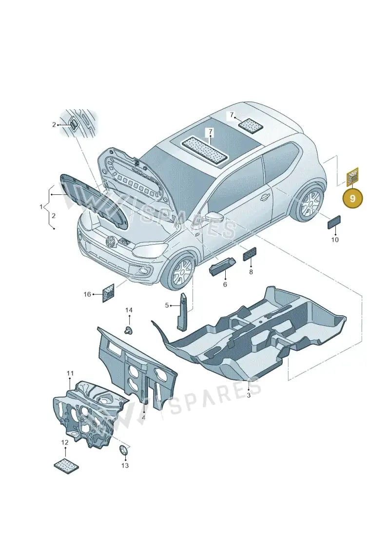1S0864725A — Volkswagen Up! 1.0 BlueMotion (2016-2023) diagram 892863200, position 9