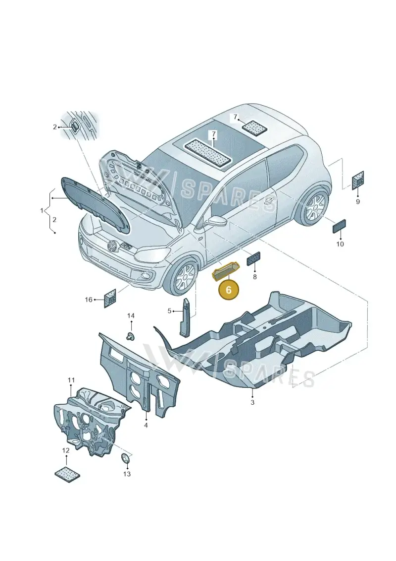 1S0864741 — Volkswagen Up! 1.0 BlueMotion (2016-2023) diagram 892863200, position 6