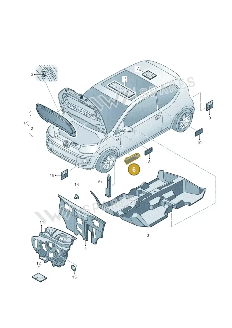 1S0864742 — Volkswagen Up! 1.0 BlueMotion (2016-2023) diagram 892863200, position 6