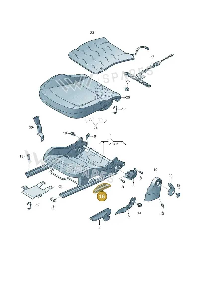 1S0881088A82V — Volkswagen Up! 1.0 BlueMotion (2016-2023) diagram 723881000, position 16