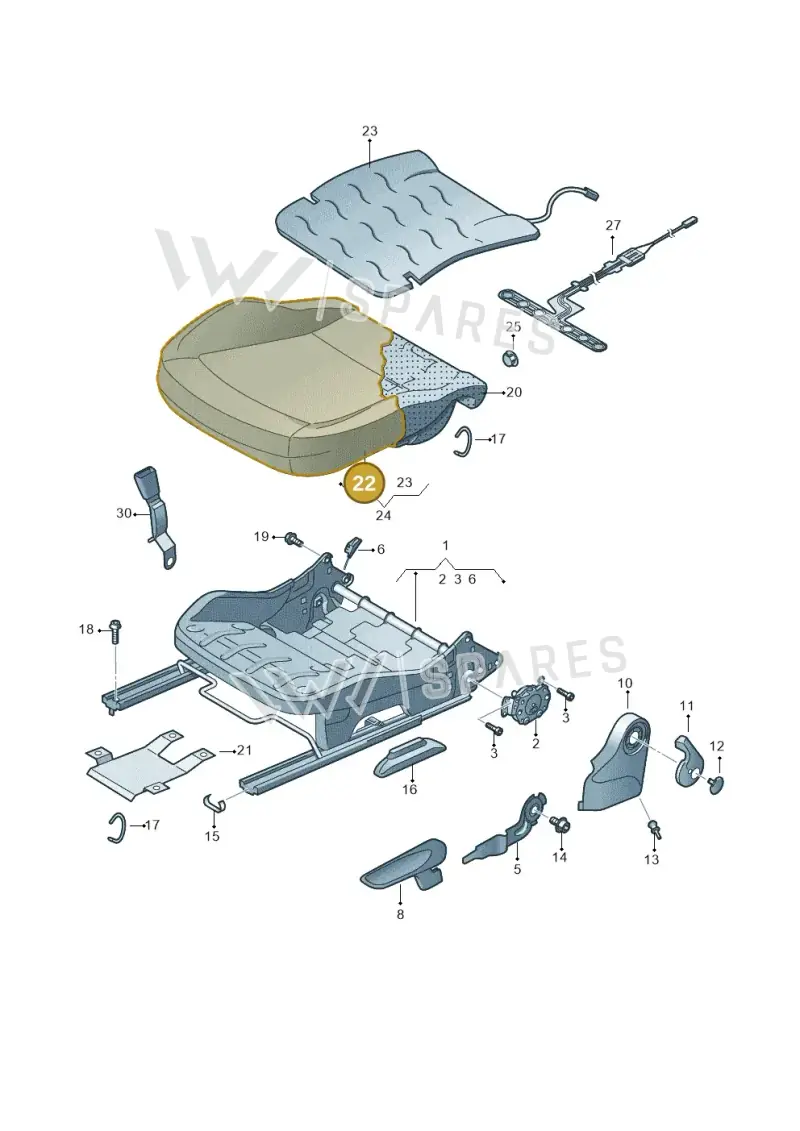 1S0881405BCRVA — Volkswagen Up! 1.0 BlueMotion (2016-2023) diagram 723881000, position 22