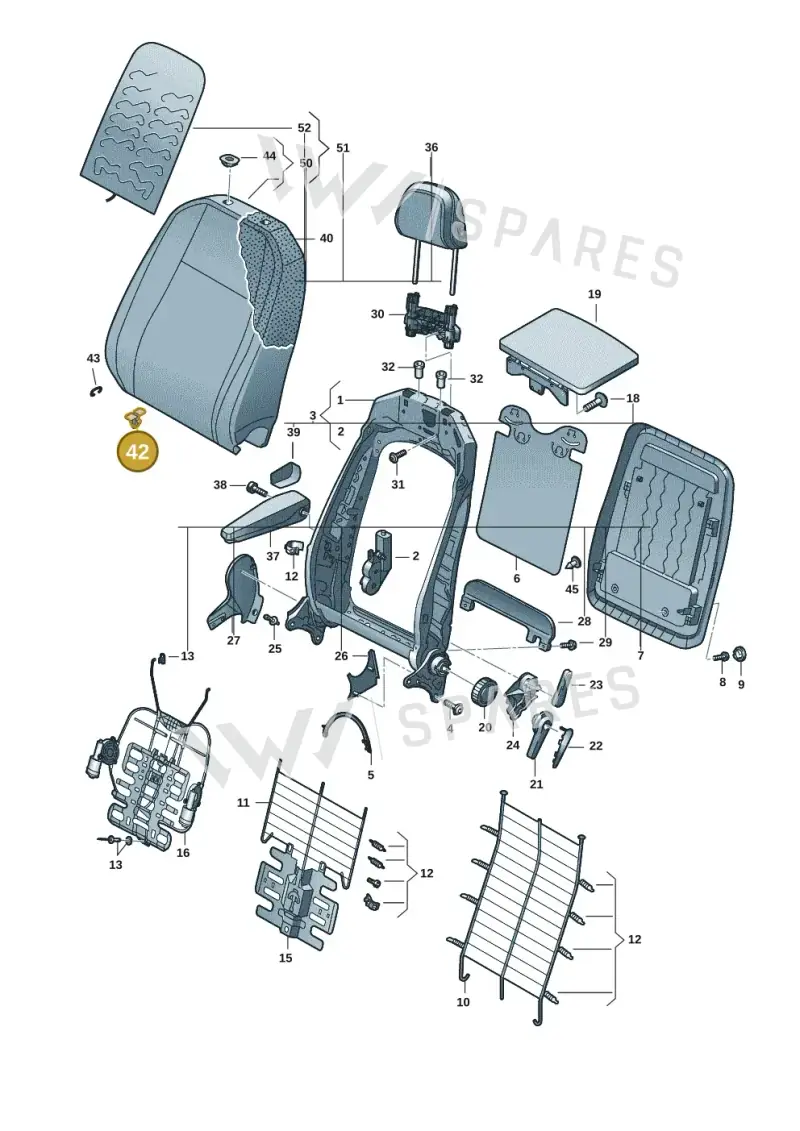 1S0881451 — Volkswagen Caddy Maxi Kombi (2020-2024) diagram 2ka881500, position 42